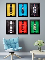 Boîte d'ombre cadre en bois modèle de voiture en alliage de métal tenture murale ornement affichage cadre étui décoratif peinture cadeau pour les collectionneurs