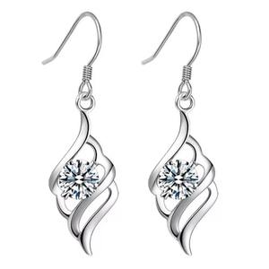 925 Sterling Silver Angel Zircon <b>Drop</b> <b>Earrings</b> for Women <b>Fashion</b> Jewelry with Stylish Pendientes Design - Product Image 1