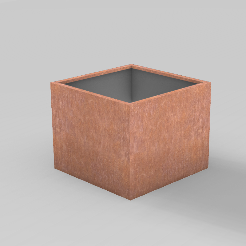 Square Rust Patina Planter Box