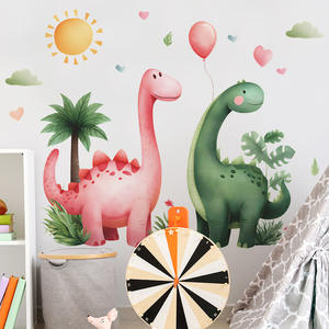 Autocollant mural en vinyle <span class=keywords><strong>grand</strong></span> format pour <span class=keywords><strong>chambre</strong></span> d'enfant, motif dinosaure de dessin animé, plante tropicale, soleil, ballon - Product Image 5