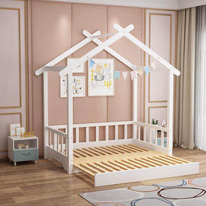 Cama Retráctil de Madera Maciza para Niño y Niña, Cama Retráctil Creativa, Casa Pequeña Individual - Product Image 2