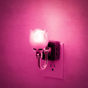 Lampada Notturna LOHAS in Vetro a Forma di Fiore, da Inserire nella Presa a Muro, Dimmerabile 0-100lm, con Sensore Crepuscolare, Stile Vintage per Camera da Letto e Bagno - Product Image 1
