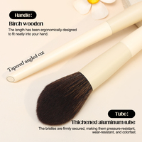 13Pcs OEM Set Kuas Makeup Gagang Kayu dengan Ferrule Aluminium Tebal dan Bulu Sintetis untuk Foundation, Concealer, Eyeshadow, dan Blending