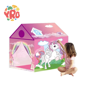 Casa de juegos de juguete <span class=keywords><strong>para</strong></span> interiores/exteriores DIY con dibujo de garabatos, tienda de juegos <span class=keywords><strong>para</strong></span> niños, casa de juegos de cartón de tela colorida <span class=keywords><strong>para</strong></span> diversión creativa - Product Image 1
