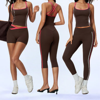 Nouvel ensemble de sport 6 pièces pour femme avec LOGO personnalisé, comprenant soutien-gorge, débardeur, short et legging capri, séchage rapide et respirant, idéal pour la course et le fitness