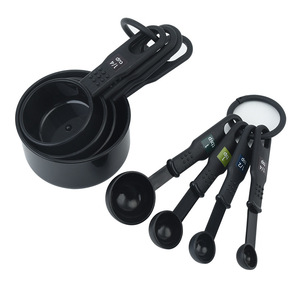 Plastic Measuring Spoons And Cups Set Black Food Grade For Baking Coffee Milk Powder 15 Ml Modern Style - Product Image 5