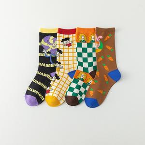 Chaussettes mi-hautes en coton pour femmes, motif dessin animé, style coréen tendance, polyvalentes, pour couple, collection printemps-automne - Product Image 1