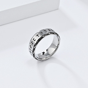 Vintage Nordic Viking Letter Titanium Steel <b>Ring</b> For <b>Men</b> Antique <b>Silver</b> Jewelry Index Finger <b>Ring</b> Retro Style Gift - Product Image 4