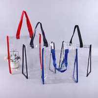 Sac fourre-tout en PVC écologique avec logo personnalisé, sacs cadeaux en plastique transparent promotionnels, sacs de shopping réutilisables transparents avec poignée