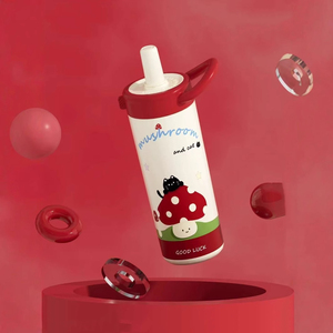 Bouteille d'eau isotherme portable en acier inoxydable de 650 ml pour enfants, avec poignée et couvercle à paille, motif dessin animé mignon - Product Image 6
