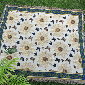 Màu Hồng Hướng Dương dệt tấm thảm chăn tùy chỉnh Jacquard tấm thảm chăn Bohemian - Product Image 6