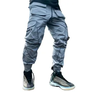 Calças cargo estilo hip hop harem, calças masculinas com bolsos múltiplos, casuais, cargo, outono 2021