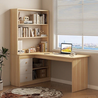 Bureau-étagère combiné pour lycéens, usage domestique, design d'angle, bureau d'ordinateur, étagère de rangement, tiroirs intégrés, modèle 1000108