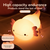 Lampe de chevet en silicone Axolotl mignonne, à commande tactile, rechargeable par USB, pour bébé et enfant