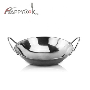 Wok indio de acero inoxidable de diseño moderno que sirve Wok <span class=keywords><strong>Sukiyaki</strong></span> Pot Kadhai Metal ecológico de fábrica china - Product Image 6