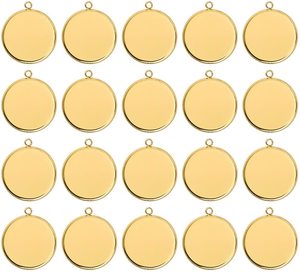 Plateaux de pendentifs en acier inoxydable pour cabochons ronds, supports vierges pour la fabrication de bijoux - Product Image 4