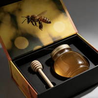 Caja de Regalo Rígida Premium para Miel con Logotipo Personalizado, Embalaje Ecológico, Forro de Esponja, Laminación Mate