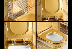 สุขภัณฑ์เซรามิคหรูหรา ชิ้นเดียวเคลือบทองสำหรับห้องน้ำ - Product Image 3