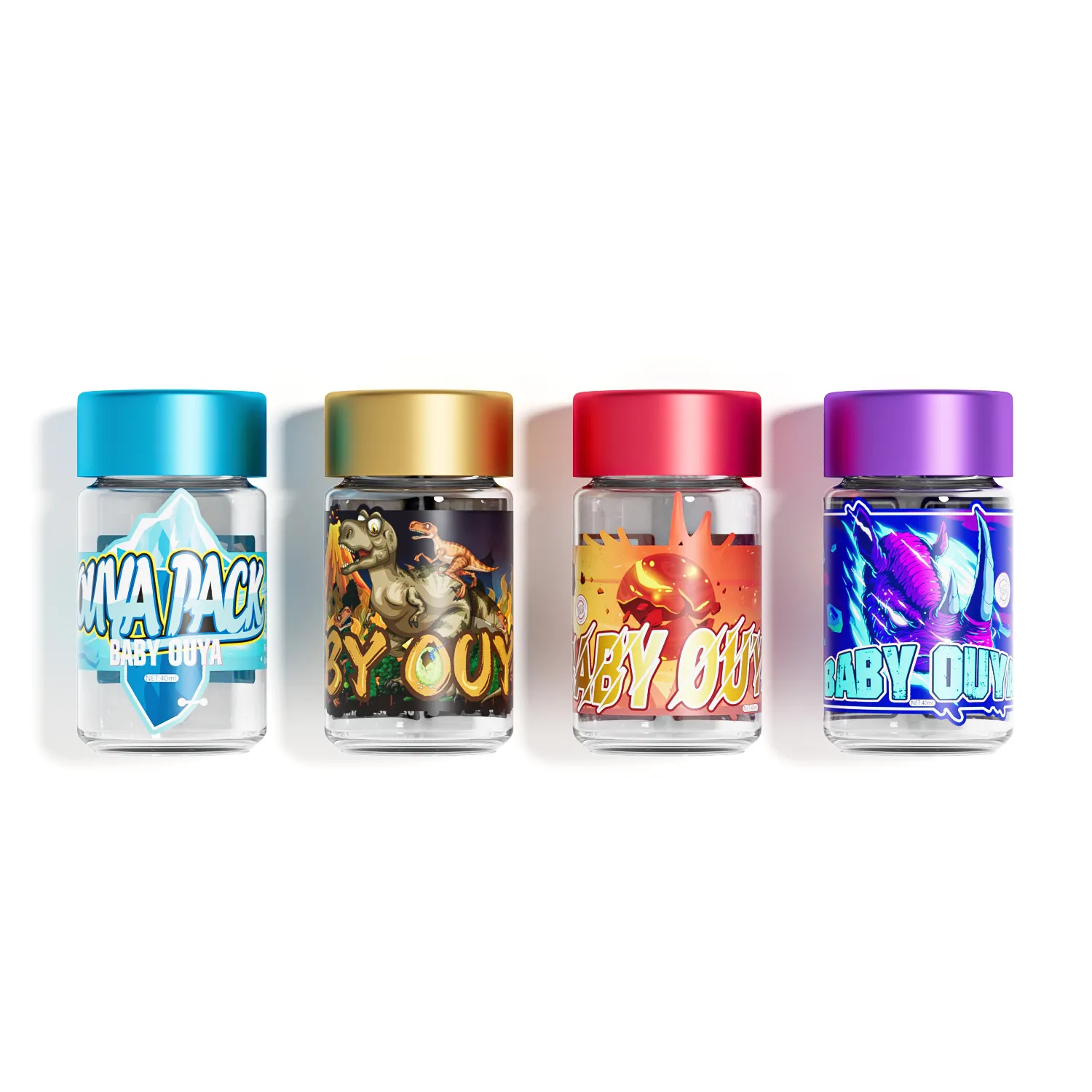 Custom Printed 2.5g pre roll jars 5 pack airtight smell proof container child proof glass bottle 30g child resistant glass jars