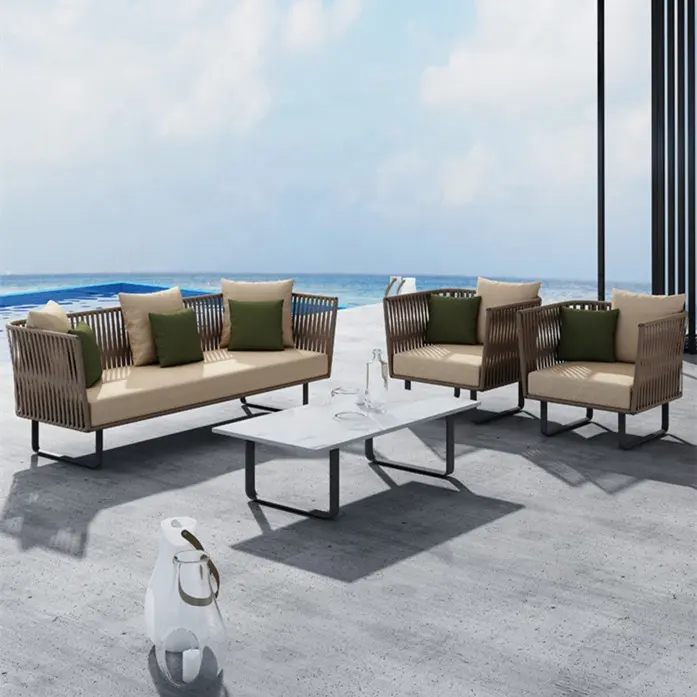 New arrival aluminum frame outdoor wicker furniture patio rattan sets garden sofa rope