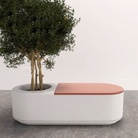 Ensemble de chaises et jardinières modernes Y411 pour écoles, bancs plantoirs, mobilier de jardin en FRP imitation bois pour espaces publics, chaises d'attente