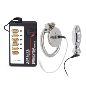 Accesorios de jaula de castidad Choque eléctrico Salida única y doble Host Sexual 5 Pulsación Estimulación Dispositivo de corriente Juguete sexual para adultos - Product Image 1