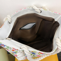 Nouveau style grand sac fourre-tout vintage portable en toile de 17 pouces pour femme, imprimé floral bohème 3D, avec fermeture éclair et doublure en polyester, toutes saisons