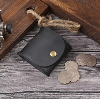 Dompet Koin Mini Pendek Kulit Asli Vintage & Tempat Kunci Anti RFID Unisex