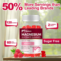 Biokom OEM ODM Marca Privada Vegano 60 Frambuesa 600mg Magnesio Glicinato Gomitas Con Potasio Y Pimienta Negra Para Relajación
