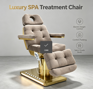 Fauteuil <span class=keywords><strong>de</strong></span> <span class=keywords><strong>massage</strong></span> électrique <span class=keywords><strong>de</strong></span> luxe avec base dorée, réglable, en velours doux, design spa, avec trous pour le visage, pour <span class=keywords><strong>salon</strong></span> <span class=keywords><strong>de</strong></span> beauté et clinique <span class=keywords><strong>de</strong></span> tatouage - Product Image 5