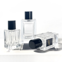 Vente en gros de flacons de parfum de luxe, flacons d'huile essentielle, boîtes cosmétiques, flacons de parfum rectangulaires en verre, 30 ml, 50 ml, 100 ml