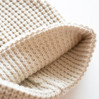 Gorros de Punto Lisos de Invierno, Tejido Waffle, 100% Algodón, para Adultos, Circunferencia de Cabeza 48-50cm, Longitud Media