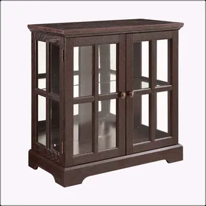 Vitrine rétro antique à LED <span class=keywords><strong>Curio</strong></span> avec étagères réglables et portes en treillis, vitrine vintage pour objets de collection et décoration - Product Image 3