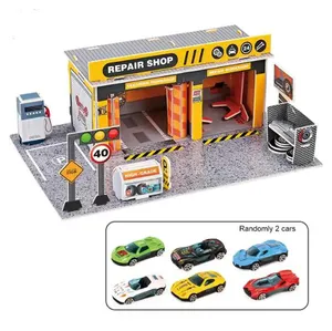 Estación de reparación de rompecabezas 3D de montaje Diy, exhibición de garaje, estacionamiento de vehículos, 1:64, modelo de coche de aleación fundida para chico