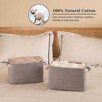 Panier de rangement rectangulaire en corde de coton tressée de style nordique, organisateur décoratif pour entrée, panier à linge pour chambre à coucher