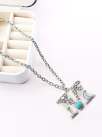 Collier pendentif lettre initiale turquoise occidentale Collier en pierre naturelle