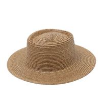 Chapeau de soleil en paille tressé à la main en feuille de palmier naturelle, à bord plat et large, respirant, pour femme, idéal pour l'été
