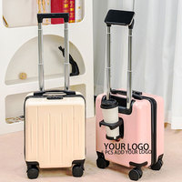 Valise rigide à rayures verticales grises avec logo personnalisé, valise à roulettes légère de 20 pouces avec serrure TSA, valise de voyage en gros