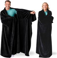 Couverture portable en flanelle douce avec manches, couverture de canapé confortable pour regarder la télévision, couverture enveloppante chaude pour adulte, utilisation à domicile