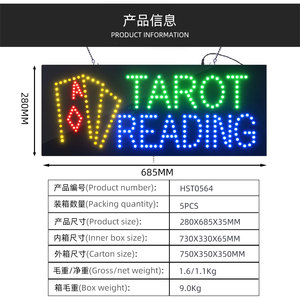 Insegna LED Super Luminosa 11x27 Pollici per Lettura Tarocchi, Cartello Pubblicitario Illuminato in Acrilico Personalizzato per Negozi e Attività Commerciali - Product Image 2