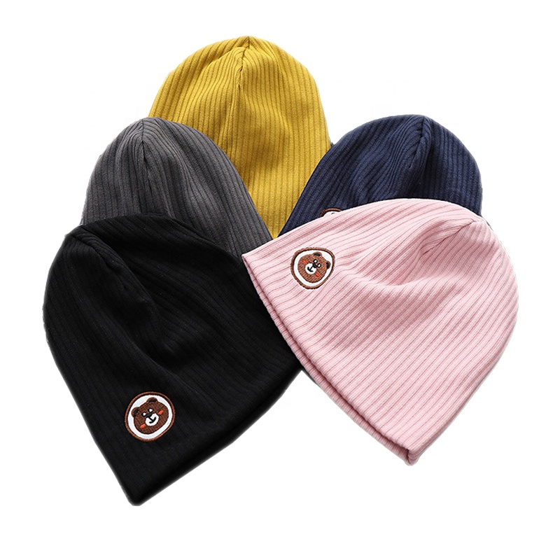 Оптовая продажа, Лидер продаж, в наличии, высококачественные Популярные Простые Красочные Детские шапки с вышивкой медведя, детские шапки, хлопковая шапка