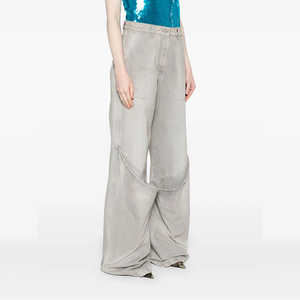 <span class=keywords><strong>Jeans</strong></span> da donna grigio chiaro <span class=keywords><strong>con</strong></span> fondo a campana Sexy Super ampio Streetwear <span class=keywords><strong>con</strong></span> grandi tasche stile Casual per donna - Product Image 2
