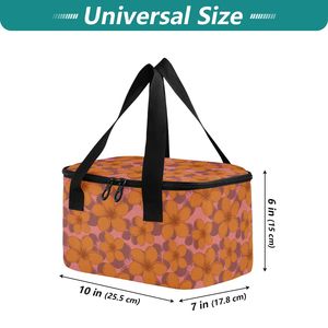 12 Can Custom Logo Flowers Design Food Storage Bag Two Handles Tote Lunch Insulated Bag Small Cooler Bag for Women - Product Image 5