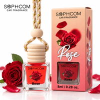 Diffuseur de parfum pour voiture 8 ml, flacon en verre suspendu avec bouchon en bois, coffret cadeau, marque privée, fournisseur OEM