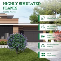Boule de buis artificielle résistante en lavande avec piquet de fixation au sol, fausse verdure pour décoration extérieure