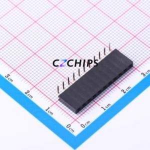 PM254-1-11-W-8.5 Pin Socket Bent Lead Through Hole,P=2.54mm Connector 1x11P 2.54mm Square Hole Right Angle Insert - Product Image 1