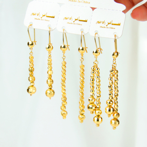 Nouvelles Boucles d'Oreilles Pendante Dorées Tendance 2026, Plaqué Or 21 carats, Perles Dorées de Dubaï, Cadeau pour Femme - Product Image 4