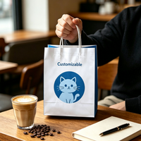 Sacs shopping en papier kraft personnalisés avec logo, blancs et marron, à poignées torsadées, robustes, pour cadeaux et vente au détail en gros