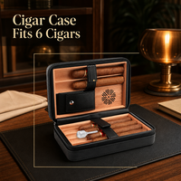 Coffret Humidor de Voyage de Luxe en Cuir et Cèdre Espagnol pour Cigares, avec Briquet, Coupe-Cigares en V et Support, Anti-Humidité, Grande Capacité