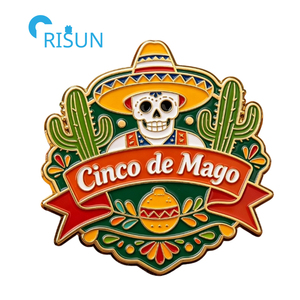 Imán para Refrigerador, Pin de Solapa, Broche y Pin Esmaltado Personalizados con Diseño de Calavera Mexicana y Bandera de México para Fiesta del Cinco de Mayo - Product Image 6